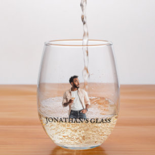 Vaso De Vino Regalo de Monograma de Nombre con Foto Personaliza