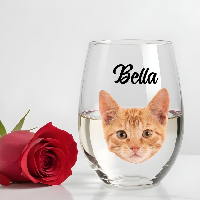 Vaso De Vino Regalo de papá, Personalizado de fotografía de gat (Subido por el creador)