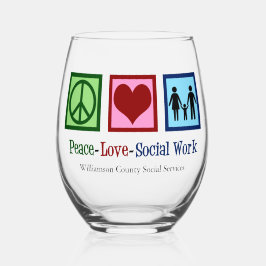 Vaso De Vino Regalo de trabajo social de Peace Love