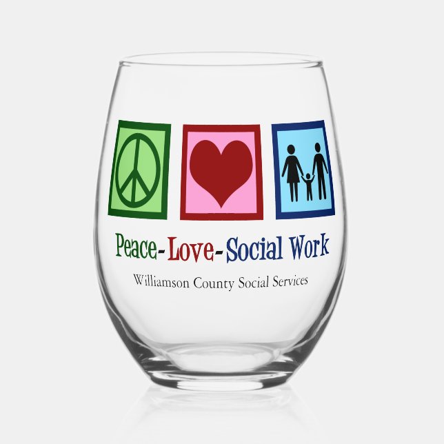 Vaso De Vino Regalo de trabajo social de Peace Love (Anverso)