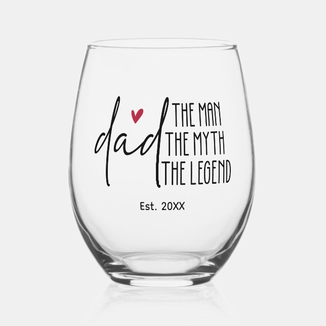 Vaso De Vino Regalo de vidrio para papá legendario con juego de (Anverso)