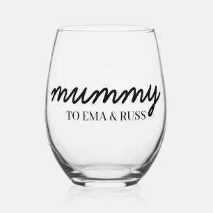 Vaso De Vino Regalo del Día de la Madre con nombres de niños pa