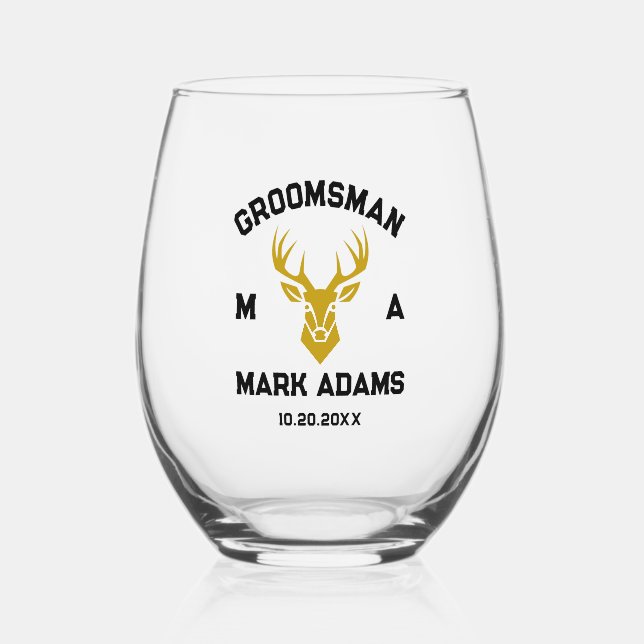 Vaso De Vino Regalo Elegante para Padrinos Cabeza de Ciervo Mon (Anverso)