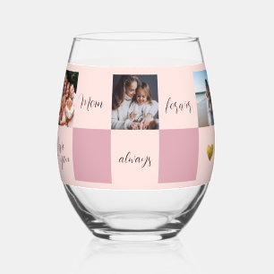 Vaso De Vino Regalo fotográfico "Te amo siempre, mamá"