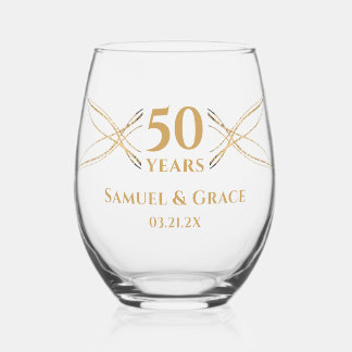 Vaso De Vino Regalo personalizado elegante dorado para el 50 an