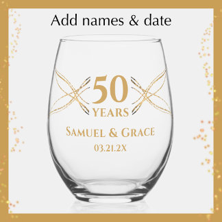 Vaso De Vino Regalo personalizado elegante dorado para el 50 an