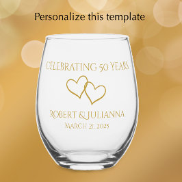 Vaso De Vino Regalo Personalizado Elegante Moderno para 50 Aniv