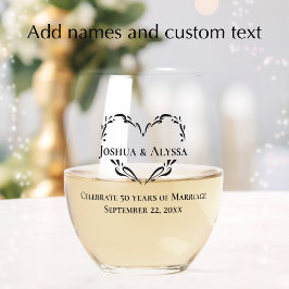 Vaso De Vino Regalo personalizado elegante para el 50 aniversar