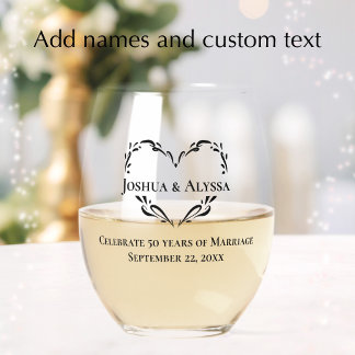 Vaso De Vino Regalo personalizado elegante para el 50 aniversar