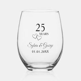 Vaso De Vino Regalo Personalizado Moderno para Bodas de Plata (