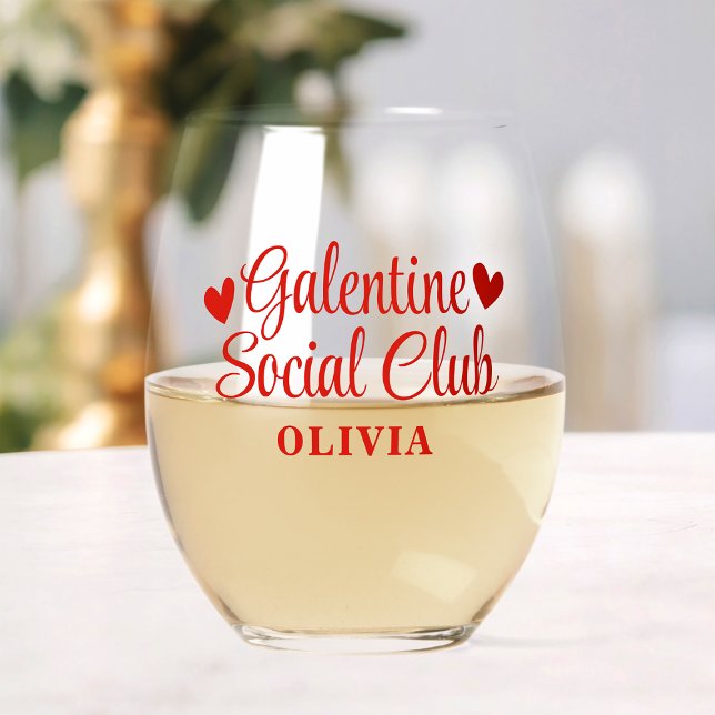 Vaso De Vino Regalo personalizado para fiesta de Galentine para (Subido por el creador)
