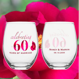 Vaso De Vino Regalo único de Keepsake personalizado en el 60 an