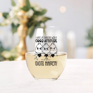 Vaso De Vino Regalos de citas divertidas de pájaros para idiota