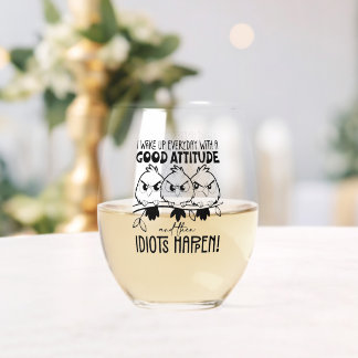 Vaso De Vino Regalos de citas divertidas de pájaros para idiota