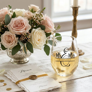 Vaso De Vino Regalos para la pareja de recién casados Sr. y Sra