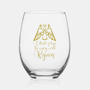 Vaso De Vino Regocíjate Ángel Elegante Navidad Religiosa Dorada