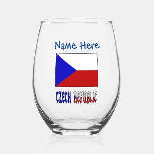 Vaso De Vino República Checa Bandera Checia Personalización Azu