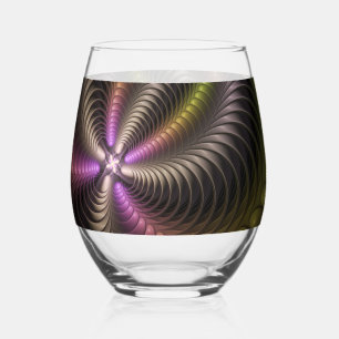 Vaso De Vino Resumen brillante Trippy Colorido arte fractal 3D