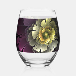 Vaso De Vino Resumen de la flor fractal gris purpur moderna