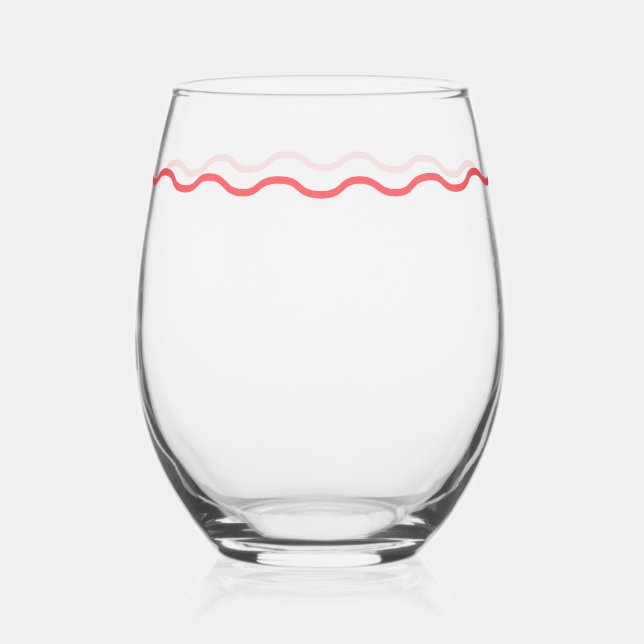 Vaso De Vino Retro de ondas corales (Anverso)