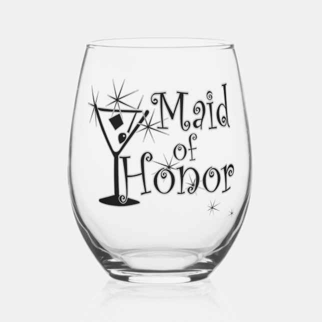Vaso De Vino Retro Martini - Dama de Honor Negro (Anverso)