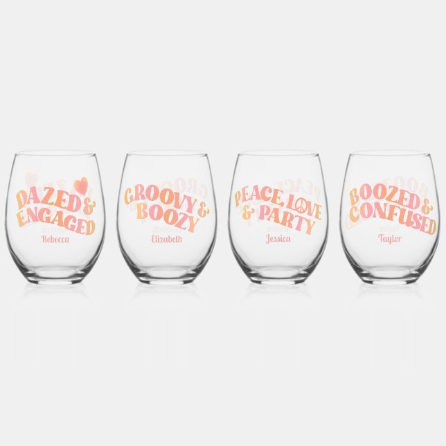 Vaso De Vino Retro rosado rosa deslumbrado y comprometido (Anverso)