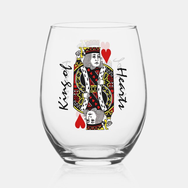 Vaso De Vino Rey de Corazones Diseño Vino sin Estúmulo (Anverso)
