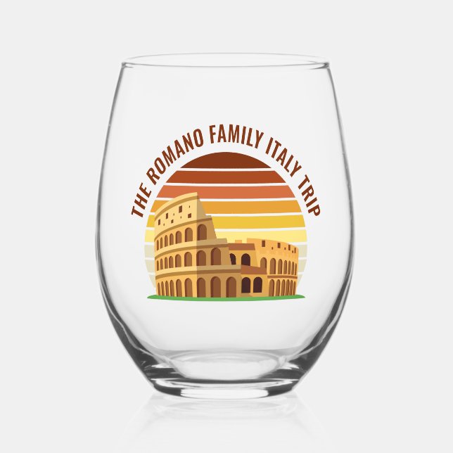 Vaso De Vino Roma Italia Personalizado de viaje familiar Coloss (Anverso)