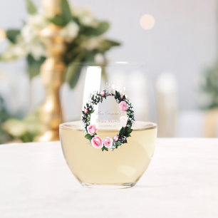 Vaso De Vino Romance ruborizante: ducha de novia rosa