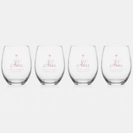 Vaso De Vino Romantic Exquisite Mis XV Spanish Script Crown