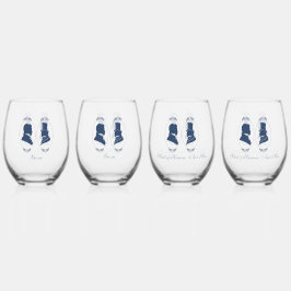 Vaso De Vino Romántico Azul Regencia Gay Silueta Botánica 