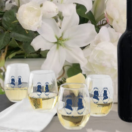Vaso De Vino Romántico Azul Regencia Gay Silueta Botánica
