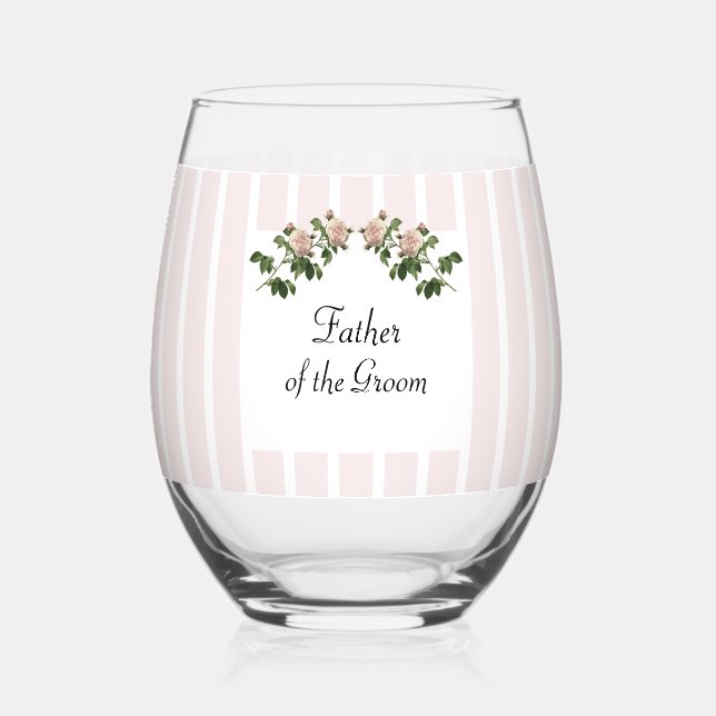 Vaso De Vino Romántico Padre Rosa Blando del Boda Groom (Reverso )