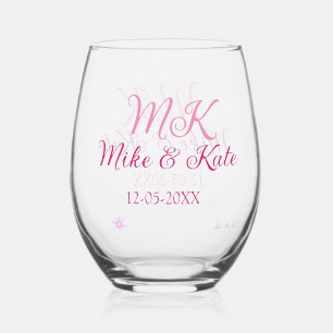 Vaso De Vino Rompecabezas rosa añadir nombre de pareja fecha pu
