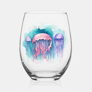 Vaso De Vino Rompecabezas - Serie Acuarela: Floración de Medusa
