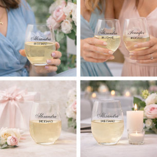 Vaso De Vino Ropa de Dama de Honor Personalizada Escritura Eleg