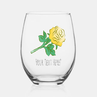 Vaso De Vino Rosa Amarilla Hermosa