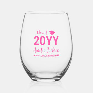 Vaso De Vino Rosa Caliente Regalo de Graduación Moderno con N