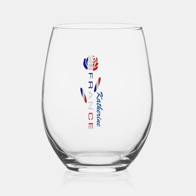 Vaso De Vino Rosa de bandera francesa personalizado (Anverso)