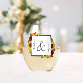 Vaso De Vino Rosa de girasol del atardecer Boda floral