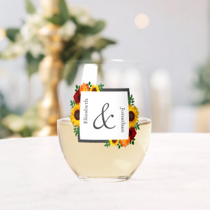 Vaso De Vino Rosa de girasol del atardecer Boda floral