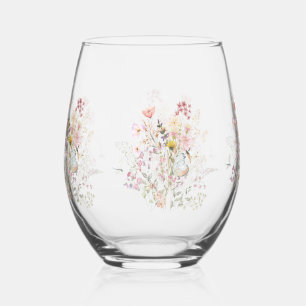 Vaso De Vino Rosa de mariposa de flores silvestres de lujo