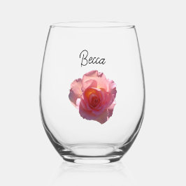 Vaso De Vino Rosa de Té Rosa Radiante Personalizada