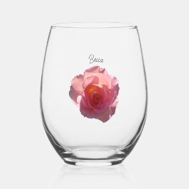 Vaso De Vino Rosa de té rosado radiante personalizado