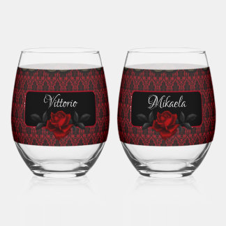 Vaso De Vino Rosa gótico oscuro Boda