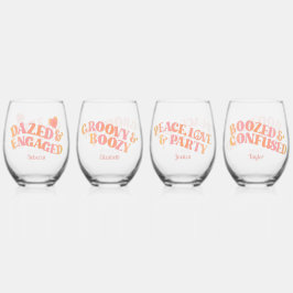 Vaso De Vino Rosa Melocotón Retro Aturdida y Comprometida