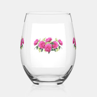 Vaso De Vino Rosa Rosa Vibrante Ramo de Vino Sin Tallo Botánico