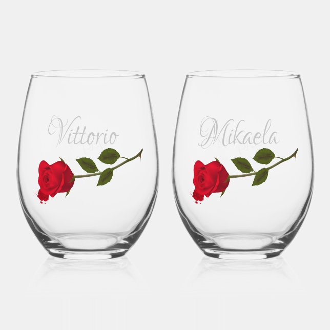 Vaso De Vino Rosa sangriento elegante Boda gótico negro (Anverso)