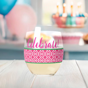 Vaso De Vino Rosado Geométrico Celebrar
