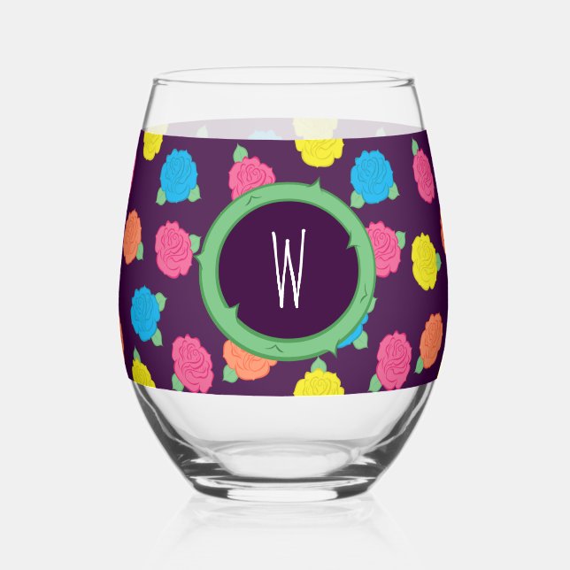 Vaso De Vino Rosas de neón (Anverso)